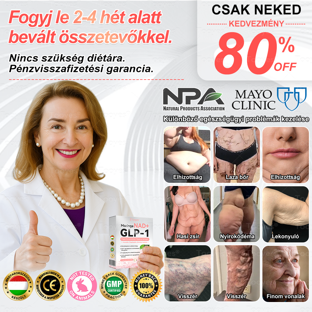 Tooyes® GLP-1 Magas Koncentrációjú Folyékony Gyöngyök - NAD+, Moringa, HCA összetevőkkel (Fogyás, Öregedésgátlás, Bél- és Immunrendszer támogatás, Vércukorszint egyensúly, Szív- és Agyegészség)