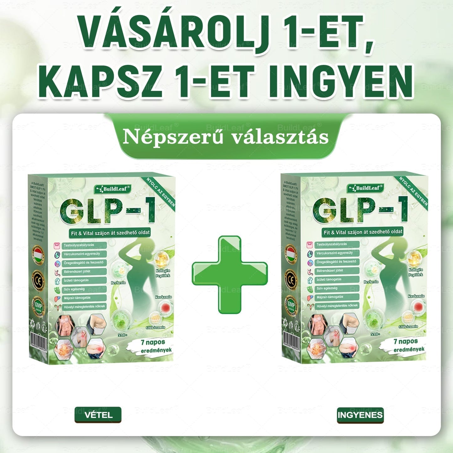 BuildLeafe® GLP-1 8-in-1 Fit & Vital Szájhigiéniai oldat Alkalmas elhízás, szív- és érrendszeri egészség, cukorbetegség, alvási apnoe, bélrendszeri egészség, ízületiproblémák és egyéb egészségügyi igények esetén