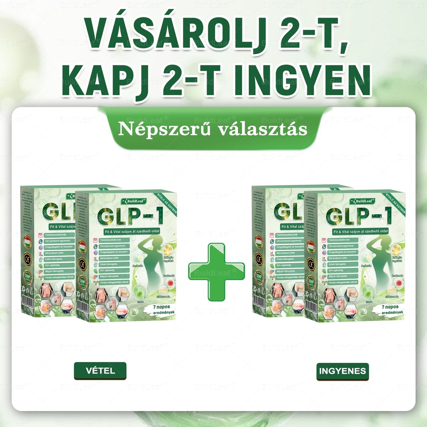 BuildLeafe® GLP-1 8-in-1 Fit & Vital Szájhigiéniai oldat Alkalmas elhízás, szív- és érrendszeri egészség, cukorbetegség, alvási apnoe, bélrendszeri egészség, ízületiproblémák és egyéb egészségügyi igények esetén