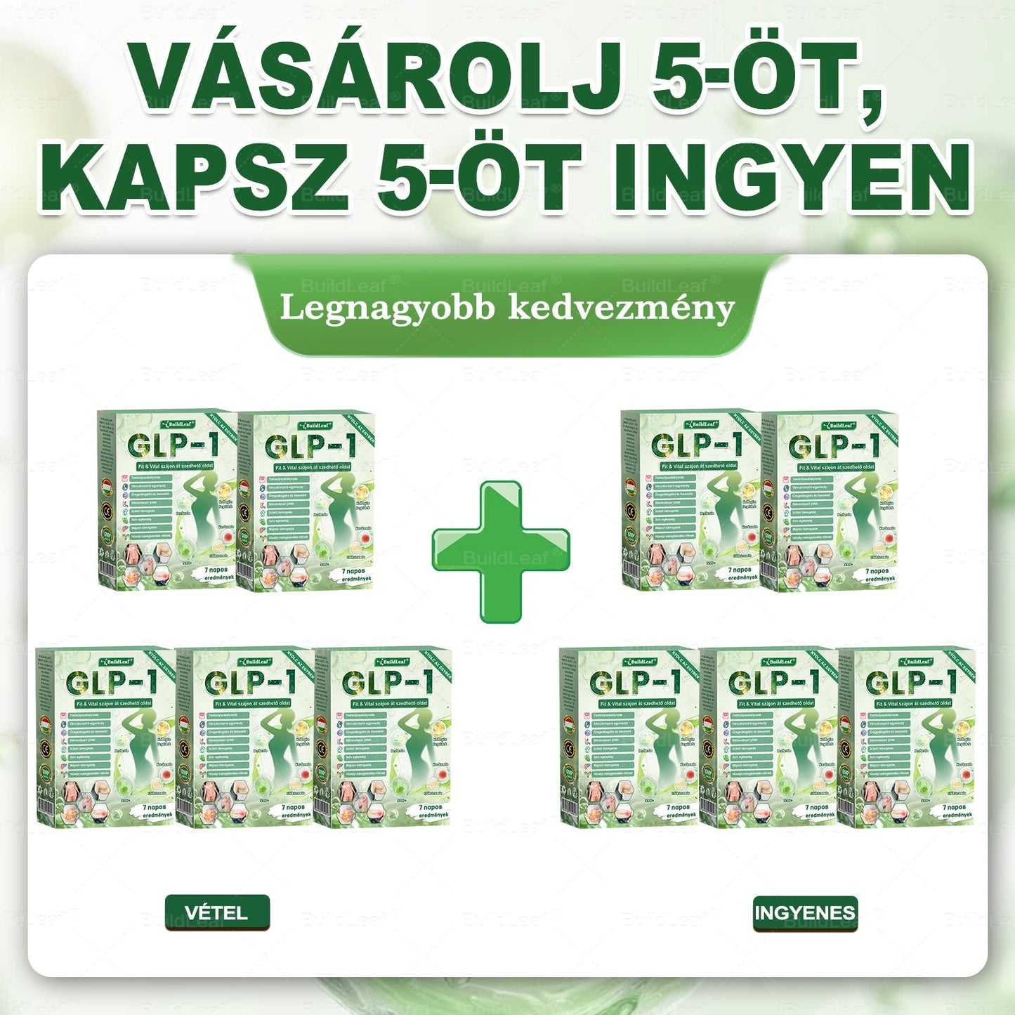 BuildLeafe® GLP-1 8-in-1 Fit & Vital Szájhigiéniai oldat Alkalmas elhízás, szív- és érrendszeri egészség, cukorbetegség, alvási apnoe, bélrendszeri egészség, ízületiproblémák és egyéb egészségügyi igények esetén