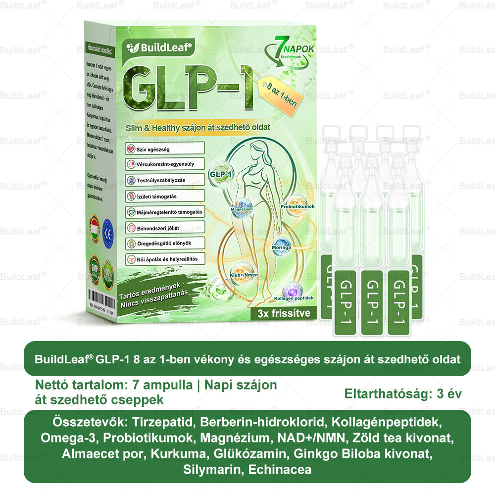 BuildLeafe® GLP-1 8-in-1 Fit & Vital Szájhigiéniai oldat Alkalmas elhízás, szív- és érrendszeri egészség, cukorbetegség, alvási apnoe, bélrendszeri egészség, ízületiproblémák és egyéb egészségügyi igények esetén