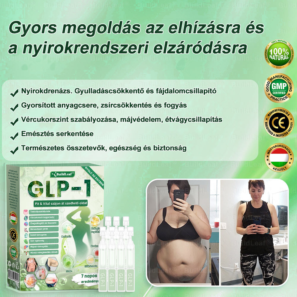 BuildLeafe® GLP-1 8-in-1 Fit & Vital Szájhigiéniai oldat Alkalmas elhízás, szív- és érrendszeri egészség, cukorbetegség, alvási apnoe, bélrendszeri egészség, ízületiproblémák és egyéb egészségügyi igények esetén