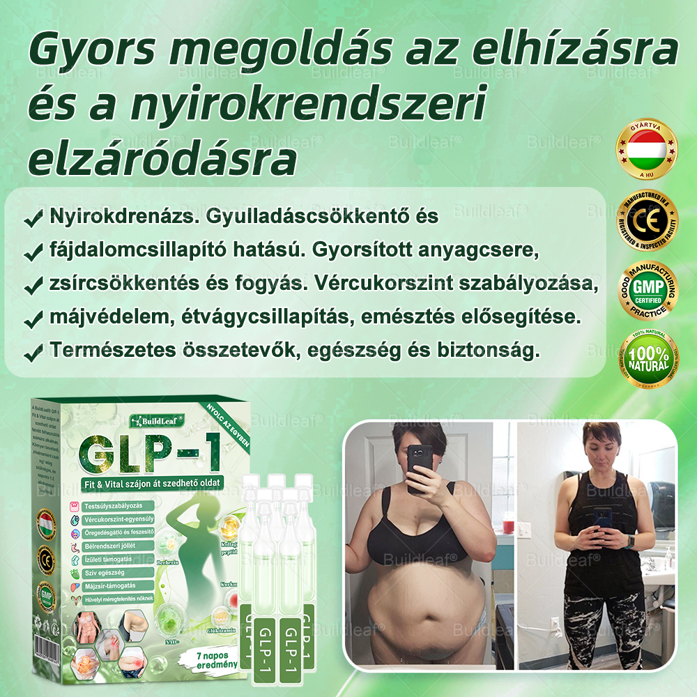 Klinikai kutatásokkal igazolt | A BuildLeaf® Berberine GLP-1 Pro Súlycsökkentő Szájon át szedhető oldat segíthet a makacs súlytöbblet, anyagcsere- és energiaproblémák kezelésében, támogatva a jobb közérzetet és vitalitást