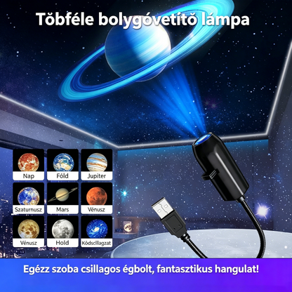 🔥🌍Modern csillagos égbolt és bolygó lámpa – USB mini projektoros éjszakai fény, tökéletes a pihentető hangulat megteremtéséhez a hálószobában