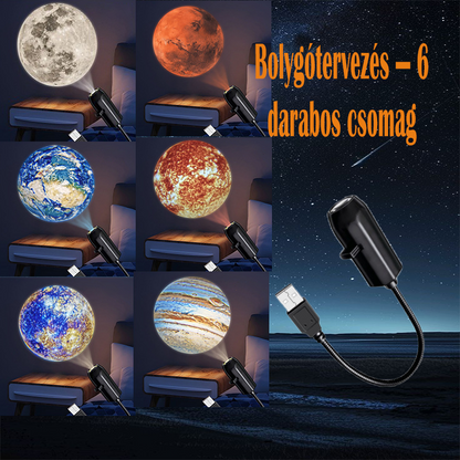🔥🌍Modern csillagos égbolt és bolygó lámpa – USB mini projektoros éjszakai fény, tökéletes a pihentető hangulat megteremtéséhez a hálószobában