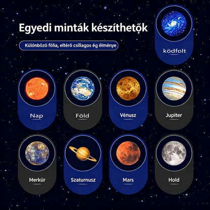 🔥🌍Modern csillagos égbolt és bolygó lámpa – USB mini projektoros éjszakai fény, tökéletes a pihentető hangulat megteremtéséhez a hálószobában