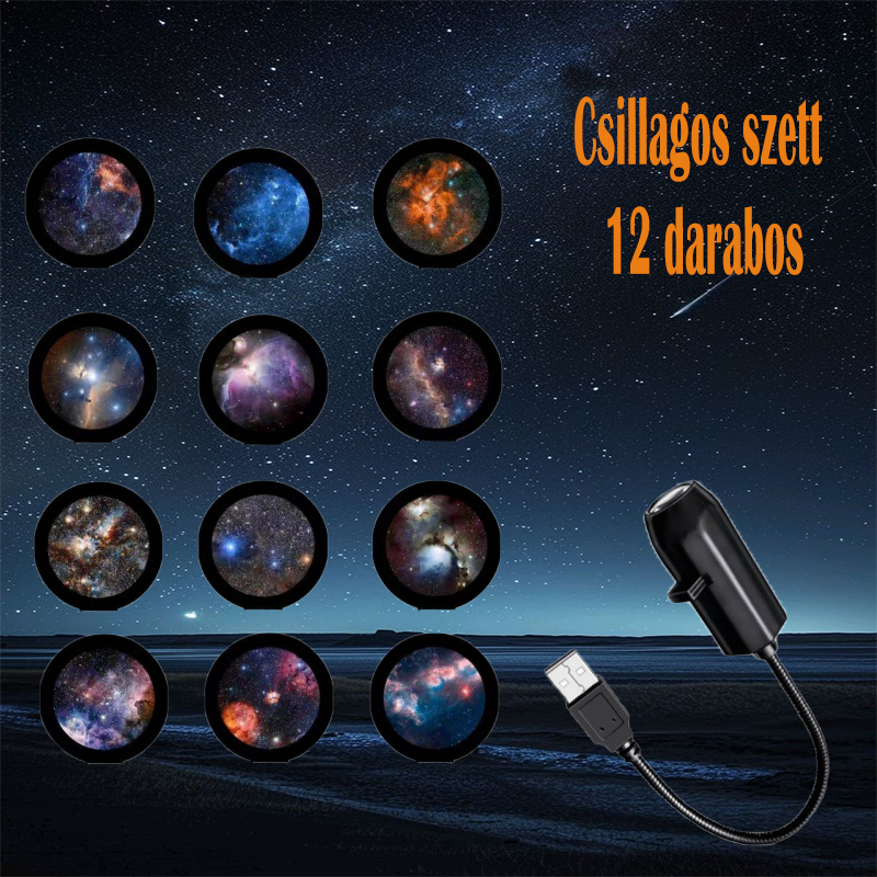 ✨ Színes csillag szett: 12 db fólia + 1 db vetítőlámpa