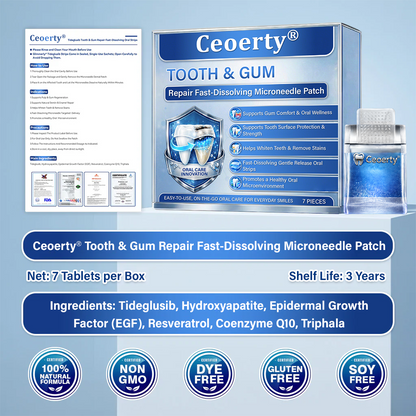 A Te Mosolyod🦷Ceoerty® Fog‑ és Ínyjavító Gyorsan Oldódó Mikrotűs Tapasz✨ (𝟓‑az‑1‑ben 💎 Zománc és Dentin Újraépítése • Ínyek Erősítése • Fogkő és Rossz Szag Megszüntetése • Fogfehérítés • Fogérzékenység Megállítása)