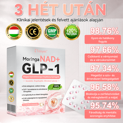 Tooyes® GLP-1 Magas Koncentrációjú Folyékony Gyöngyök - NAD+, Moringa, HCA összetevőkkel （Fogyás, Öregedésgátlás, Bél- és Immunrendszer támogatás, Vércukorszint egyensúly, Szív- és Agyegészség）