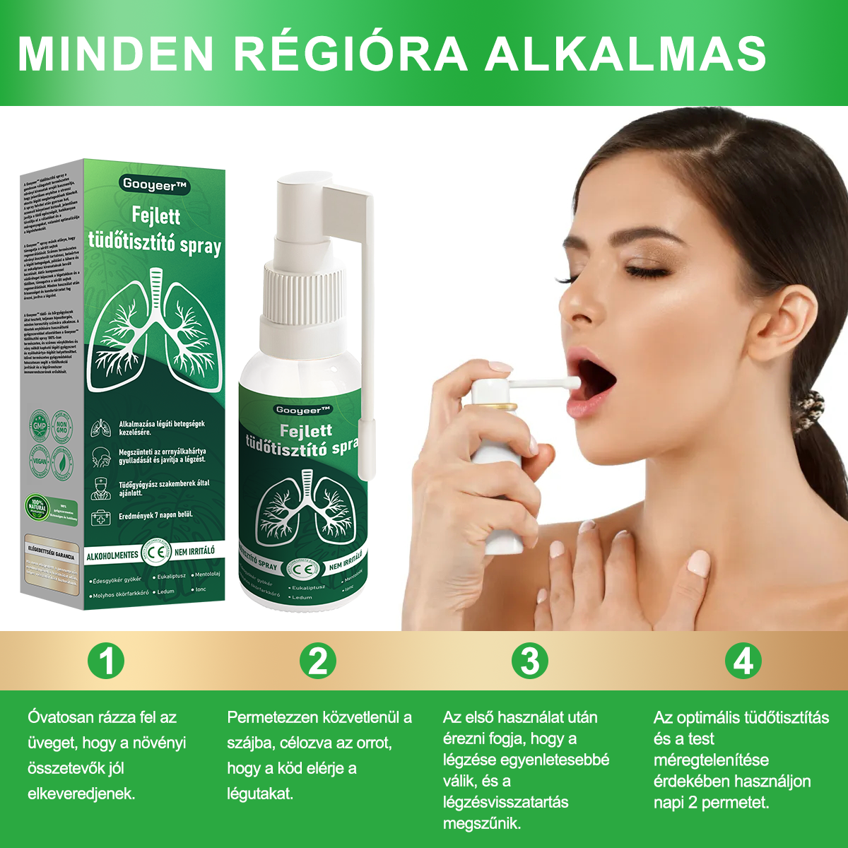 🍀🍀Gooyeer™ Fejlett Tüdőtisztító Spray - Tüdőspecialisták ajánlásával -CE tanúsítvánnyal rendelkezik
