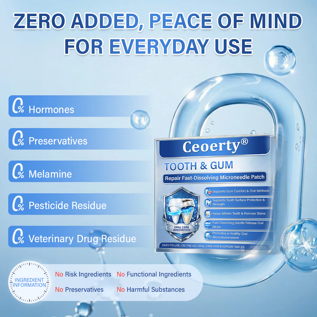 A Te Mosolyod🦷Ceoerty® Fog‑ és Ínyjavító Gyorsan Oldódó Mikrotűs Tapasz✨ (𝟓‑az‑1‑ben 💎 Zománc és Dentin Újraépítése • Ínyek Erősítése • Fogkő és Rossz Szag Megszüntetése • Fogfehérítés • Fogérzékenység Megállítása)
