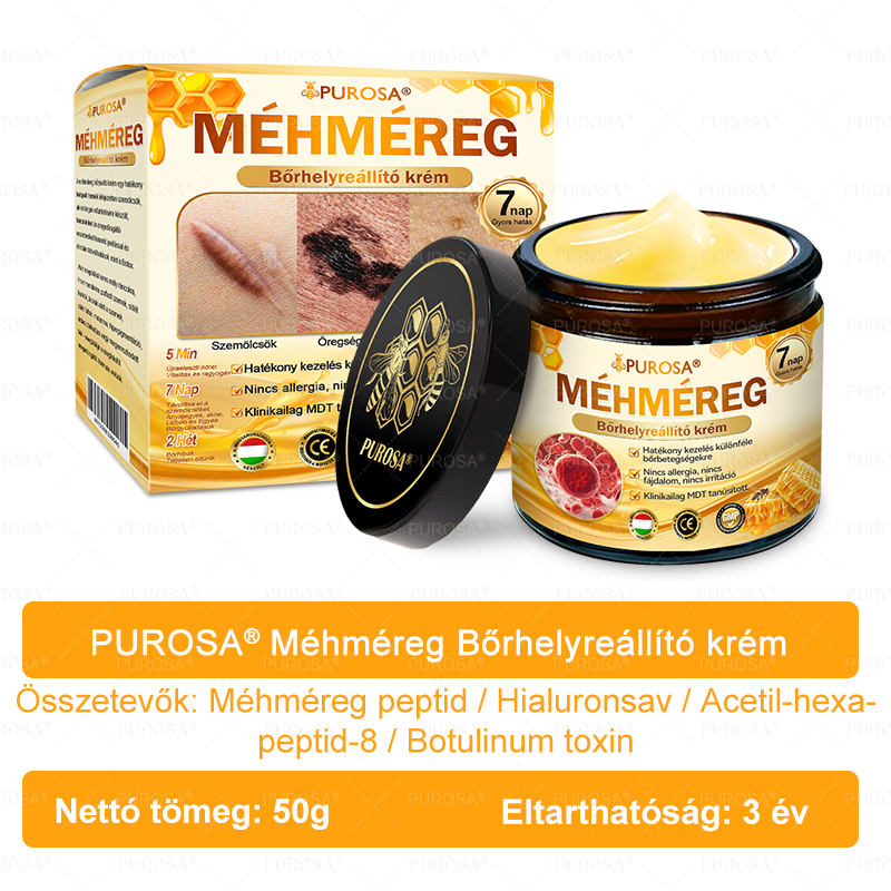 Magyarországról készült és szállított👩🏻‍⚕️✅PUROSA® Méhméreg Bőrfelújító Krém 🔥 UTOLSÓ NAP – 80% KEDVEZMÉNY🔥