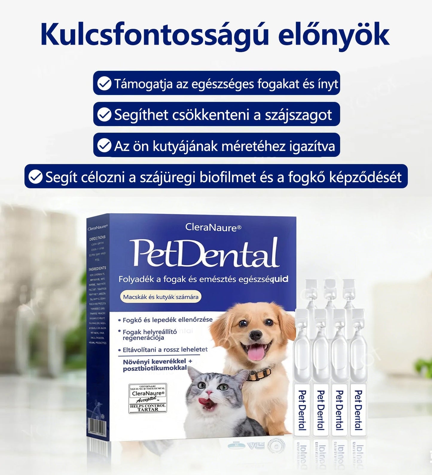 🌟[Hivatalos áruház] CleraNaure® Pet Dental & Digestive Health Oral Liquid – Frissíti a leheletet, eltávolítja a fogkövet, elősegíti az íny regenerálódását és stabilizálja a fogakat (macskák és kutyák számára) – Ma 80% kedvezménnyel!