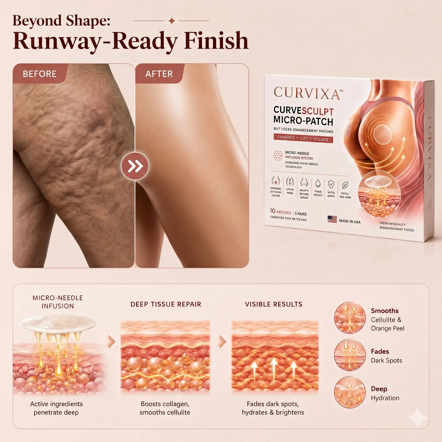 Curvixa™ CurveSculpt Micro-Patch ✦ Sculpt • Firm • Smooth Lower Body Curves ✦ Micro-Needle Infusion System
