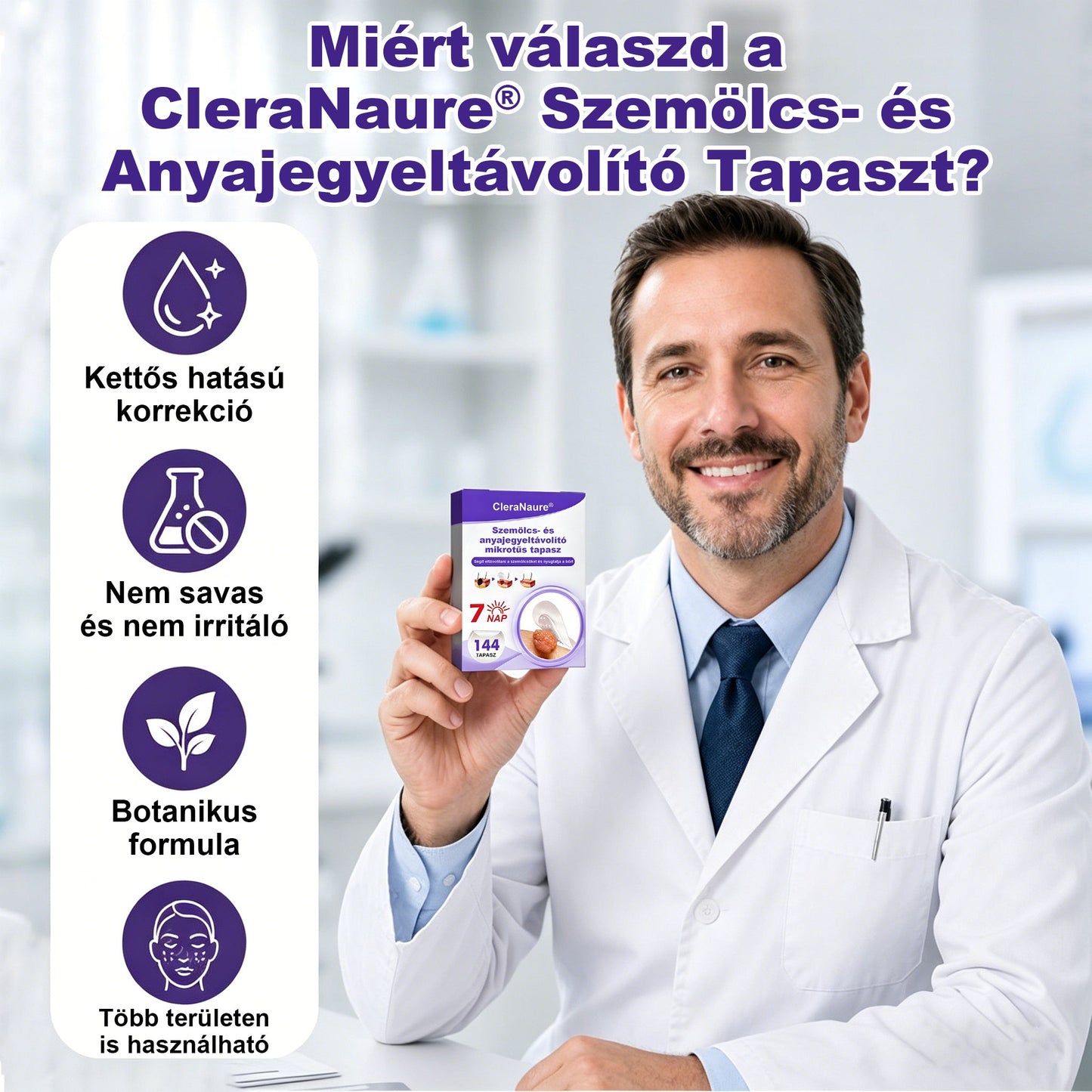 🌟CleraNaure® mikrotűs szemölcs- és anyajegyeltávolító tapasz