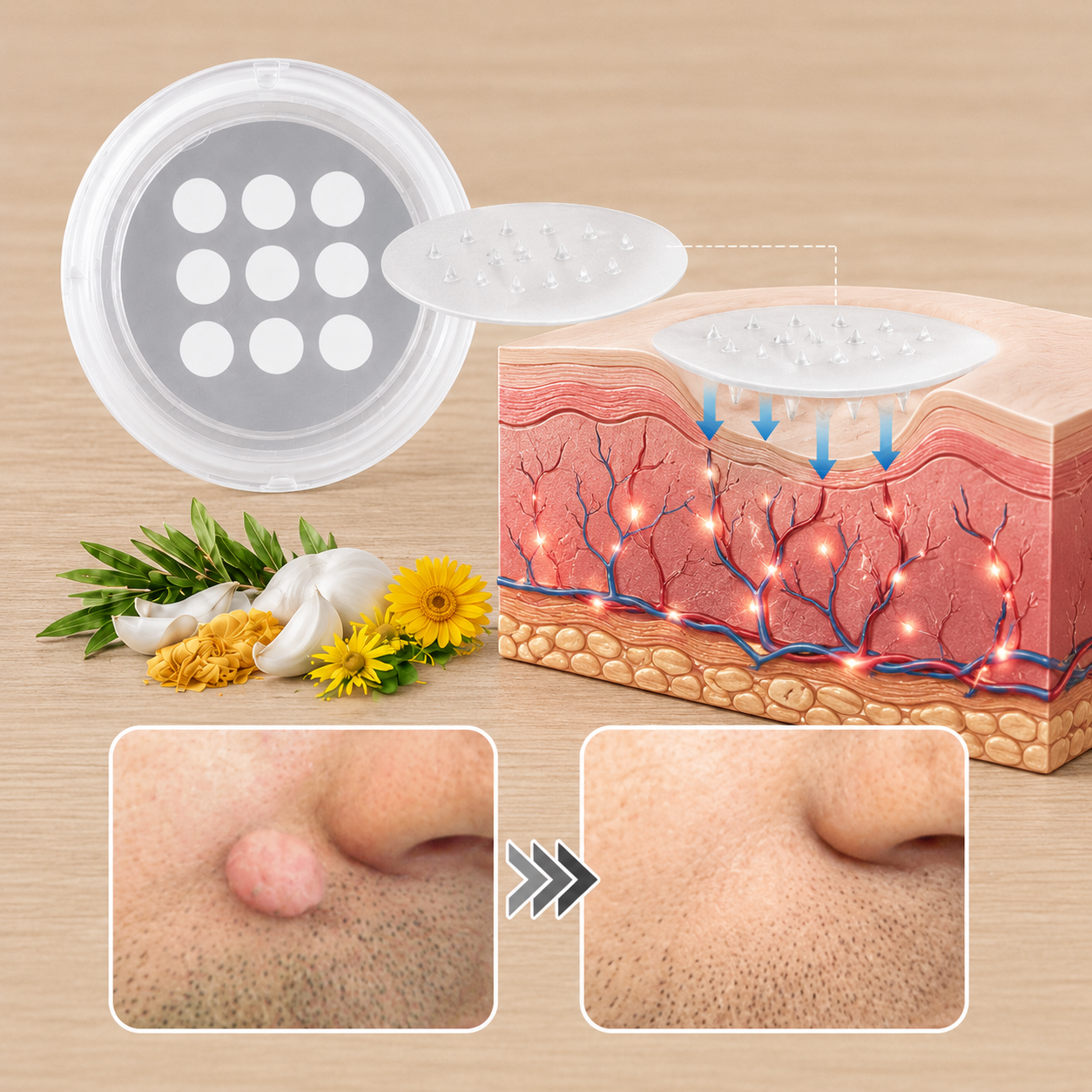 ✨Rainiste®2-in-1 Microneedle & Hydrocolloid Patch🍀| Removes Raised Moles, Acne, Flat Warts & Skin Tags | Helps Improve Wrinkles, Scars & Blemishes | Invisible Patches for Face & Body