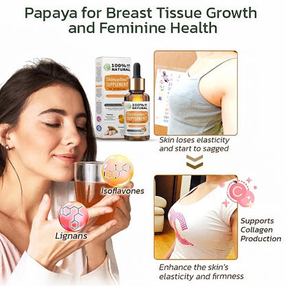 Skincodex® Pro Pueraria Mirifica és Papaya természetes táplálékkiegészítő 📈 (Elősegíti a mellnagyobbítást – Fokozza a zsíranyagcserét – Visszaadja a bőr rugalmasságát)