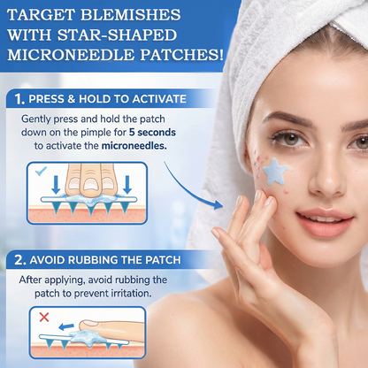 Celsiora® 2-in-1 Microneedle & Hydrocolloid Star Patch | Acne, Raised Moles, Flat Warts & Skin Tags Remover | 6 Colors Pimple Patch for Face & Neck | Invisible Star Zit Stickers | 240 Count