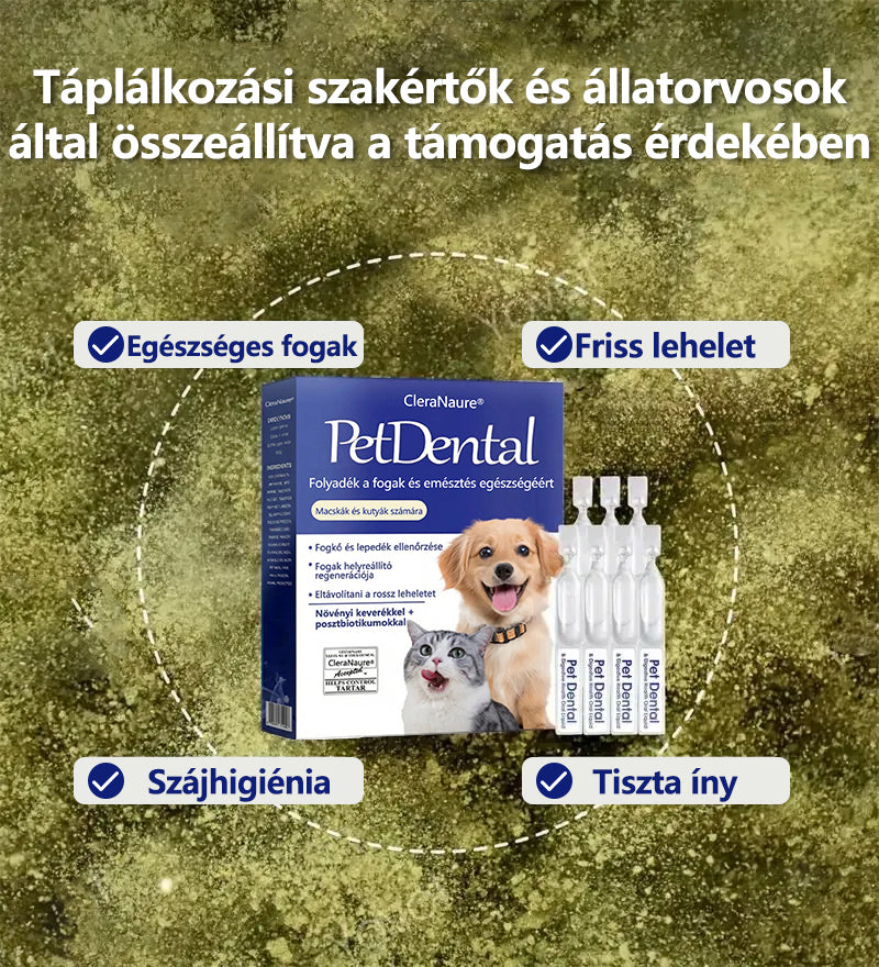 🌟[Hivatalos áruház] CleraNaure® Pet Dental & Digestive Health Oral Liquid – Frissíti a leheletet, eltávolítja a fogkövet, elősegíti az íny regenerálódását és stabilizálja a fogakat (macskák és kutyák számára) – Ma 80% kedvezménnyel!