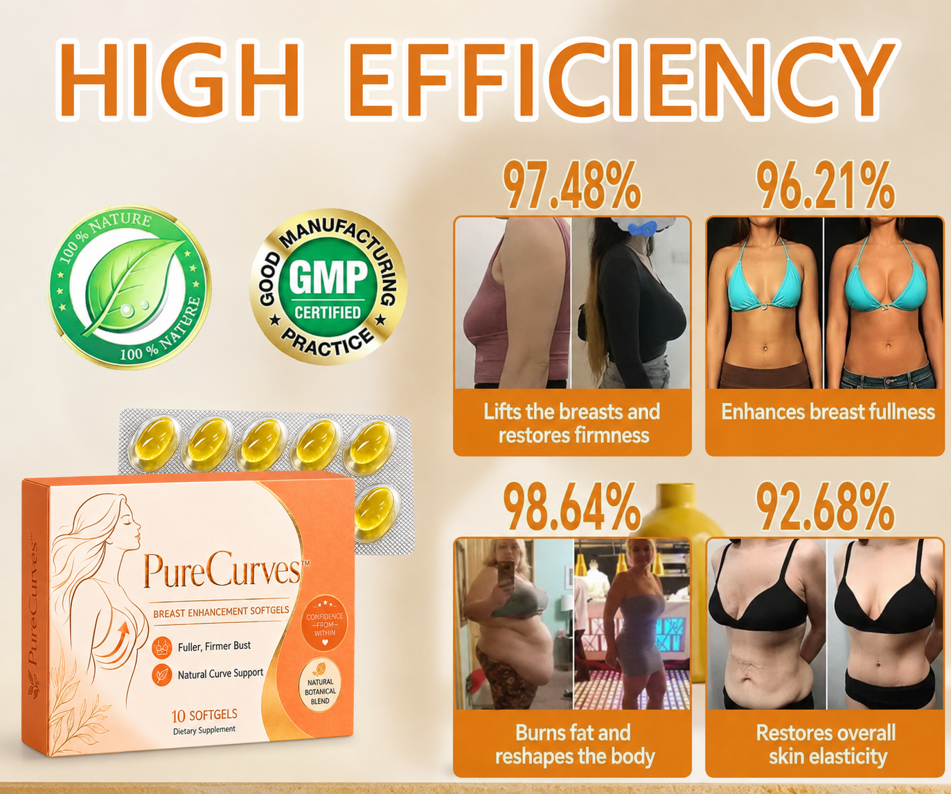 PureCurvesTM Pueraria Mirifica Papaya Breast Enhancement Capsules 📈(Fuller Breasts - Boosts Fat Metabolism - Restores Skin Elasticity)