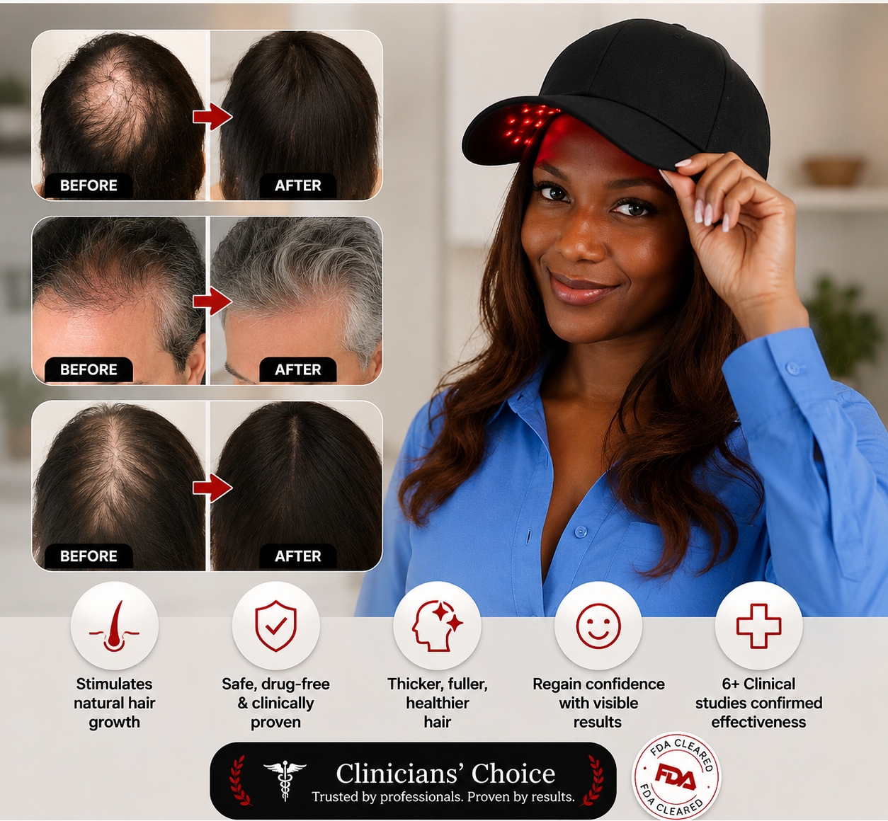 🔥 Advanced Clinical-Grade Red Light Hair Regrowth Therapy Cap