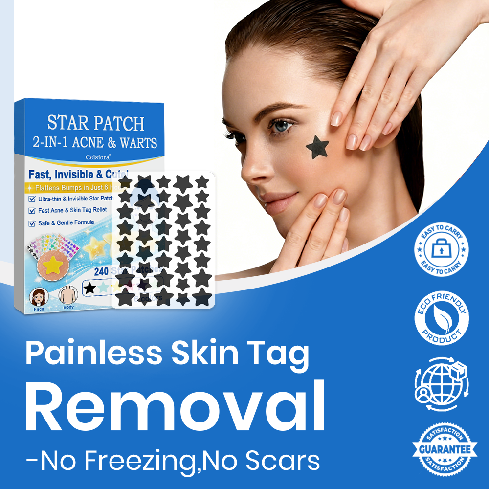 Celsiora® 2-in-1 Microneedle & Hydrocolloid Star Patch | Acne, Raised Moles, Flat Warts & Skin Tags Remover | 6 Colors Pimple Patch for Face & Neck | Invisible Star Zit Stickers | 240 Count