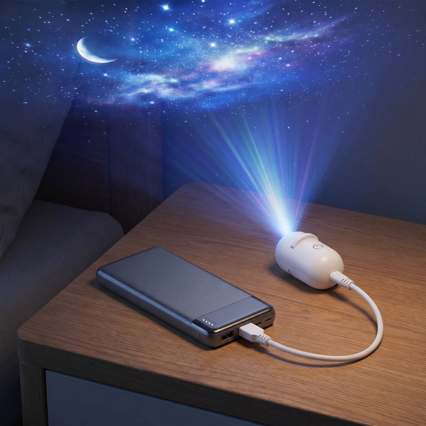 Modern csillagos égbolt lámpa – USB mini projektoros éjszakai fény hálószobába és pihentető hangulatba, 5 mintával