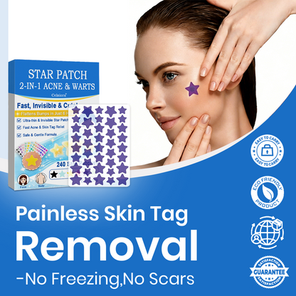 Celsiora® 2-in-1 Microneedle & Hydrocolloid Star Patch | Acne, Raised Moles, Flat Warts & Skin Tags Remover | 6 Colors Pimple Patch for Face & Neck | Invisible Star Zit Stickers | 240 Count