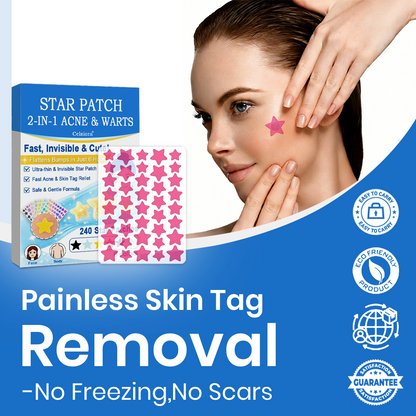 Celsiora® 2-in-1 Microneedle & Hydrocolloid Star Patch | Acne, Raised Moles, Flat Warts & Skin Tags Remover | 6 Colors Pimple Patch for Face & Neck | Invisible Star Zit Stickers | 240 Count